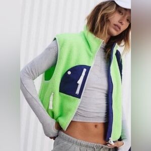 Free People Movement Hit The Slopes Vest Cropped Lime Glow NWOT Size Small